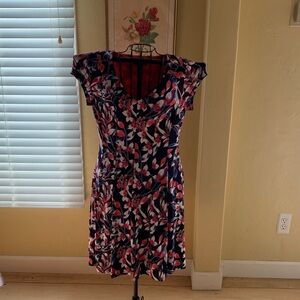 Roz & Ali Floral Print Dress with Cap Sleeves